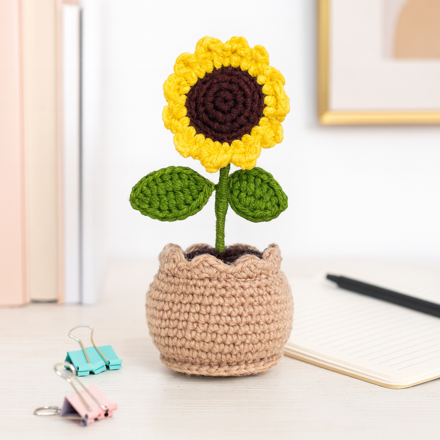 Crochet Sunflower Pot