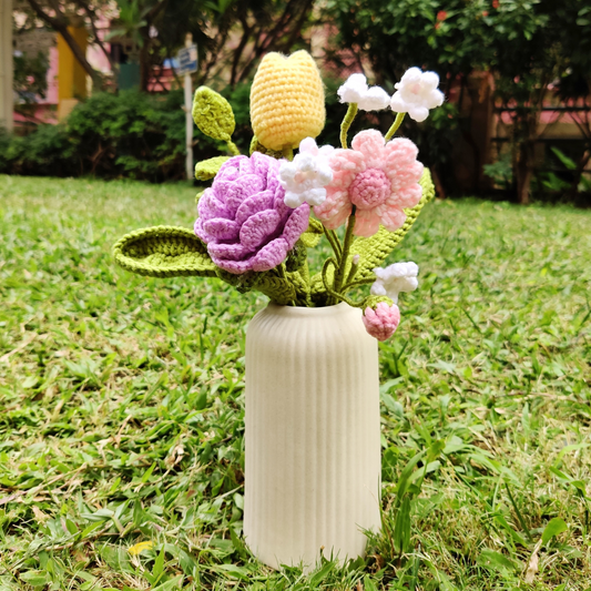 Pastel Bloom Crochet Flower Vase