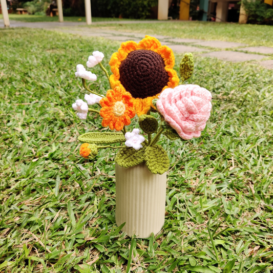 Sunshine Meadow Crochet Flower Vase