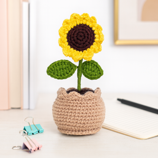 Crochet Sunflower Pot