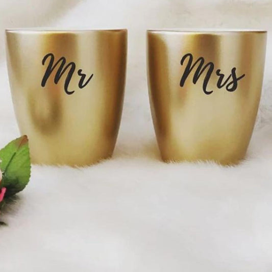 Mr & Mrs Gold Couple Mugs